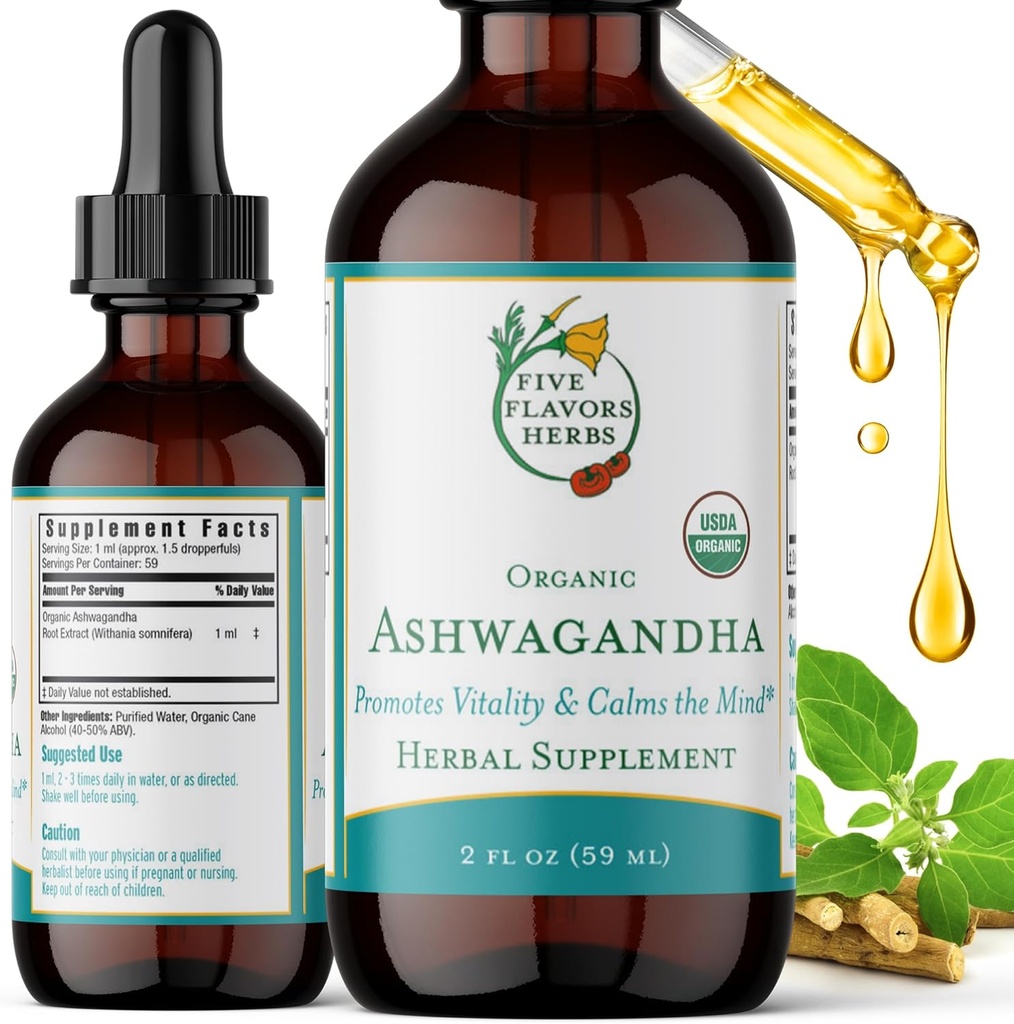 Ashwagandha Tincture - fremmer Vitality, Calms The Mind, Immunstøtte, Adaptogen, Lemon Balm, Urte Supplement - 2 Fl Oz