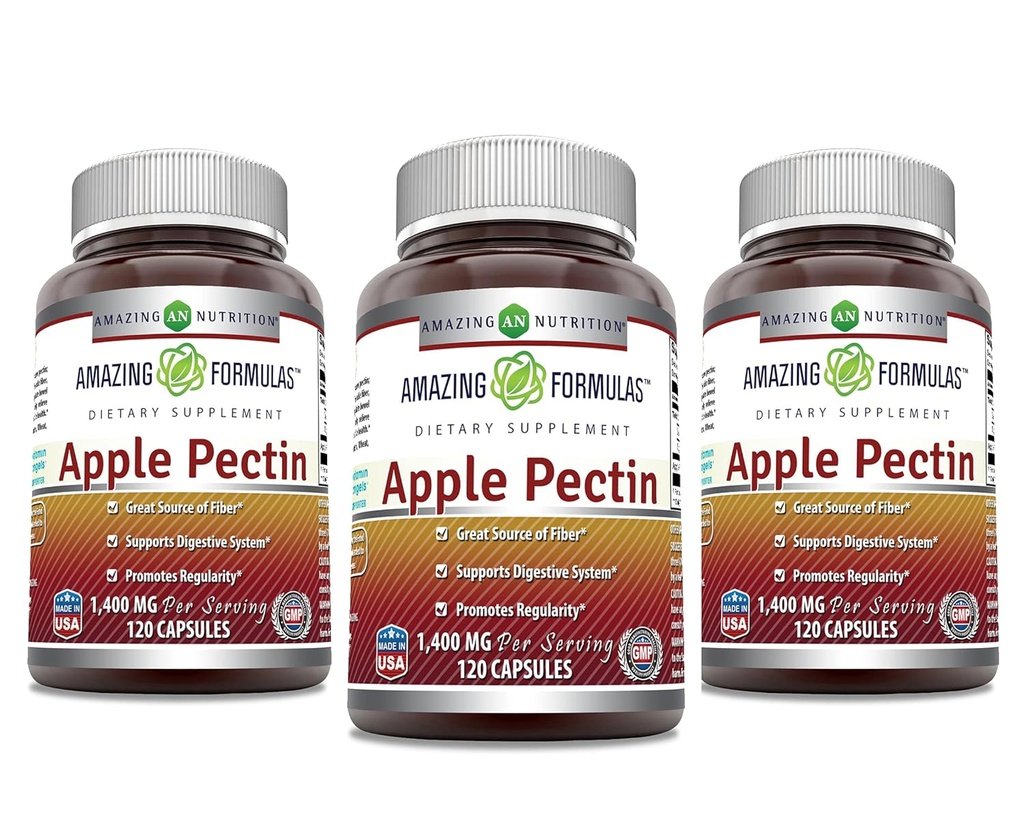 Amazing Formulas Apple Pectin 1400 mg Per Serving Supplement Note 124; Kapsler Note 124; Non- GMO Note 124; Gluten Free
