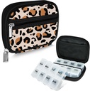 Serfeymi Ugentlig rejse Pill Organizer Pill Case for Purse med Aftagelig 7 Day Pill Box, Fashionable Travel Medicine Organizer Pill Container til medicin, Vitamin, Supplement - Brown 02 + Pill Box