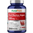 NusaPure Red Marine Algae 20: 1 Extract, 250 mg Ækvivalent med 5000 mg 200 Veggie Capsules (Non- GMO & Soy Free) Bioperine