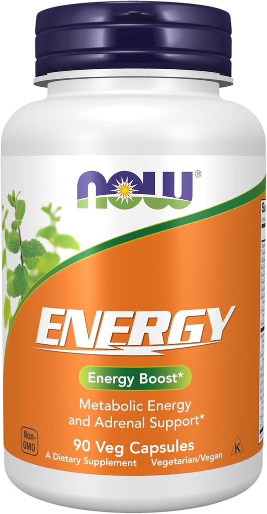 Now Foods Supplements, Energy Dietary Supplement (indeholder B vitaminer, grøn te, Panax Ginseng og Rhodiola), 90 kapsler