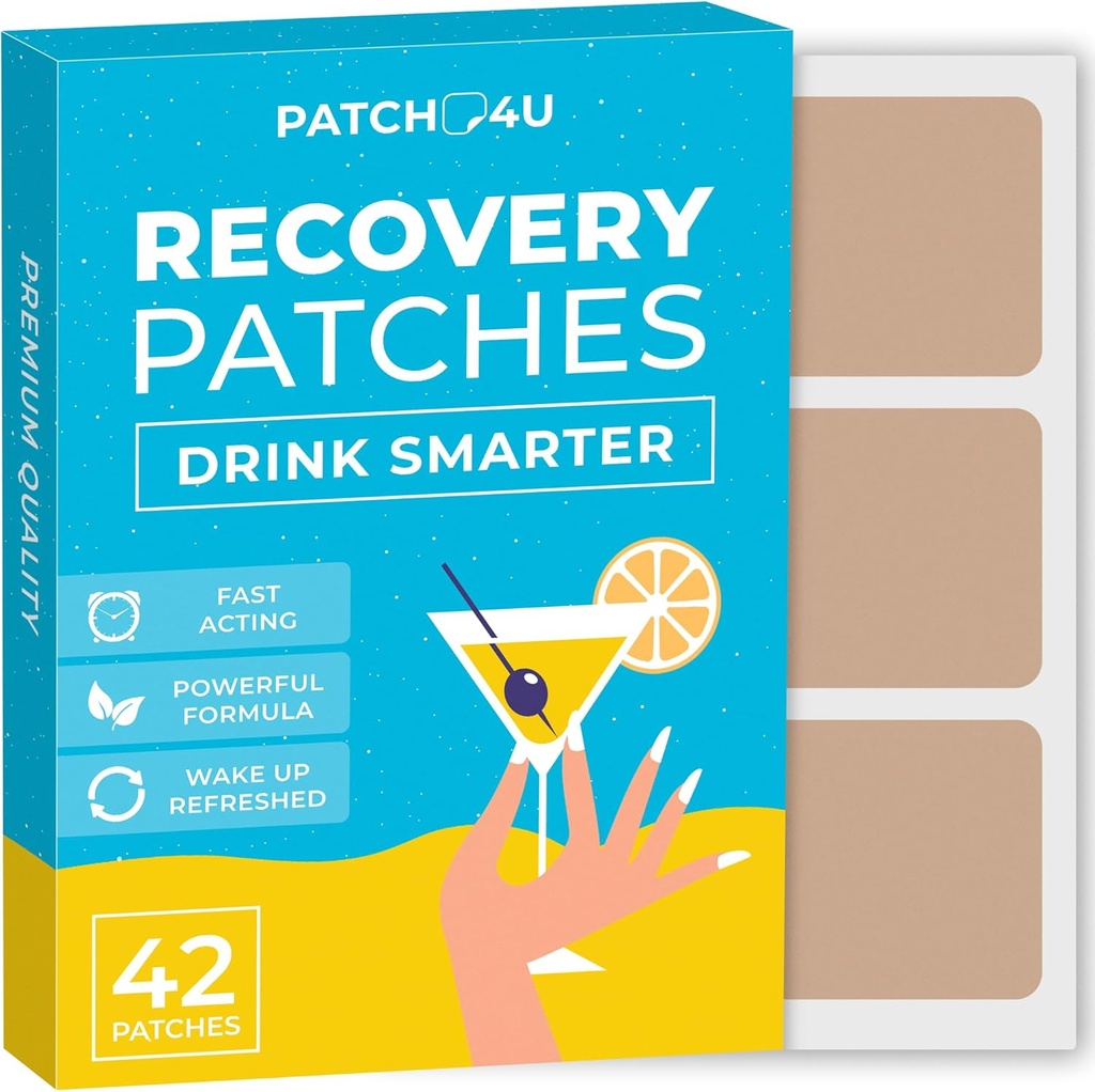 Party Recovery Patches 42 Pack - Wake Up Genopfrished & Energized med vores 100% naturlige ingredienser Patch - Skin-Friendly & Vandtæt - Anvend før drikken - Forbedret morgen formel