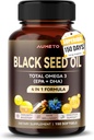 Organic Black Seed Oil - 150 Softgel - 100% Cold Pressed Source of Omega 3 (EPA + DPA) - Skin, Hair, Immune Support (150 Count (Pack of 1))
