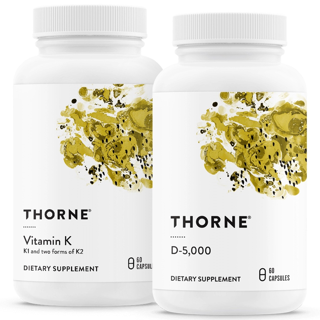 THORNE - Bone Health Bundle - Vitamin K & Vitamin D-5000 Combo for Strong Bones - 30 to 60 Servings