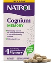 Natrol Cognium Memory, Brain Health Kosttilskud til voksne, Kosttilskud til hjerne sundhed og klinisk vist for at forbedre hukommelse og genoplivning hos raske voksne, 60 tabletter, op til en 30 dages forsyning
