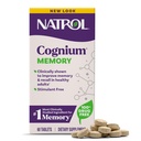 Natrol Cognium Memory, Brain Health Kosttilskud til voksne, Kosttilskud til hjerne sundhed og klinisk vist for at forbedre hukommelse og genoplivning hos raske voksne, 60 tabletter, op til en 30 dages forsyning