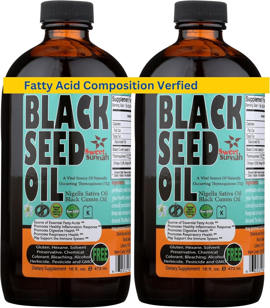 180 Days Premium 2 Pack 16-Ounce Turkish Black Seed Oil - 3X Thymoquinone Optimal - Cold-Pressed, Natural Source of Antioxidants - by Sweet Sunnah