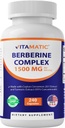 Vitamatisk berberine med Ceylon Cinnamon, 1500mg, 240 Vegetariske Kapsler, Non- GMO, Gluten Free