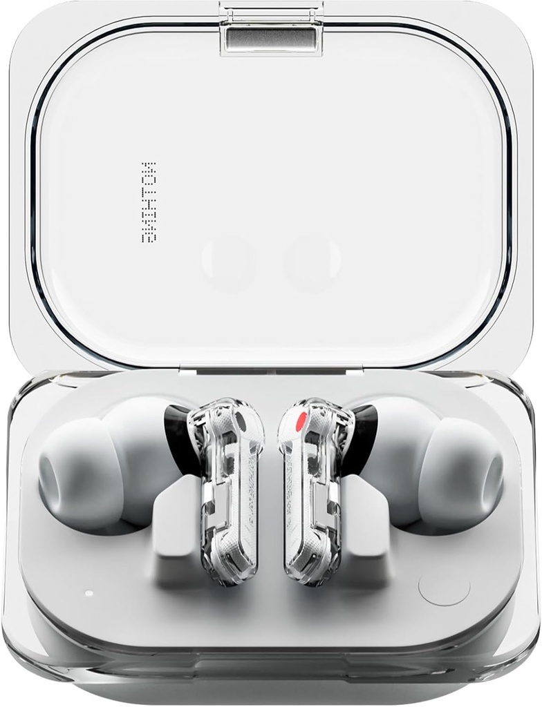 Intet Øre (a) Trådløse Øreknopper, 45dB Hybrid Støj Annullering Øreknopper, Hi-Res Audio, Advanced Equalizer, Dual Connect, 6 Mics, 42.5H Playtime Øreknopper Trådløs Bluetooth, Hvid