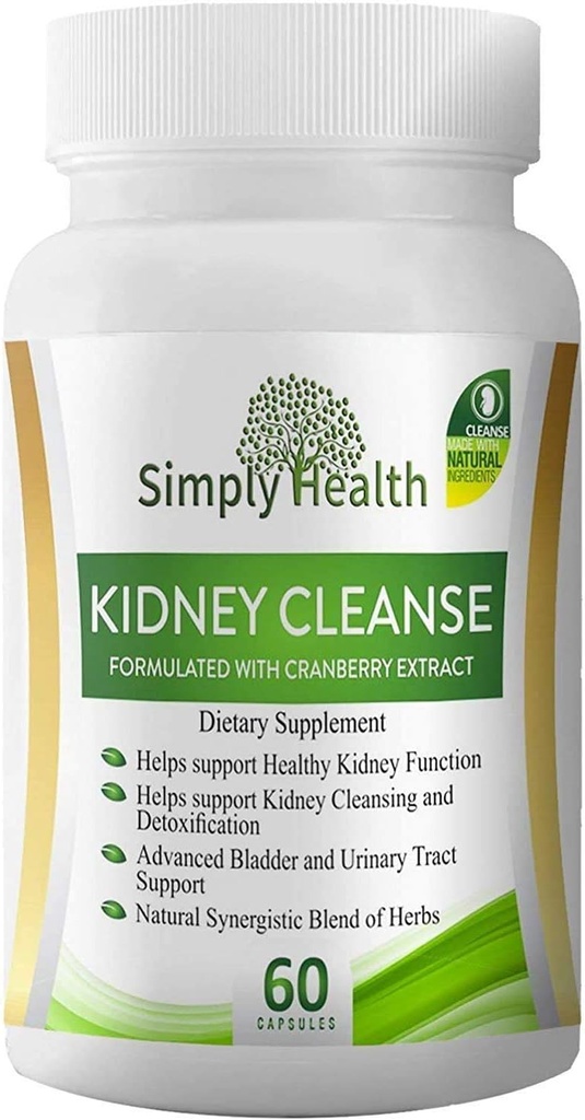 Premium Nyre Cleanse & Detox sundhed supplement med Økologisk Cranberry Extract understøtter Nyre, Bstige & Urinary Tract sundhed - Natural Detoxifier for mænd og kvinder - GMP Certified, 60 Veggie Kapsler