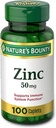 Nature 's Bounty Zink (Zink Gluconate) 50 mg, 100 kapsler