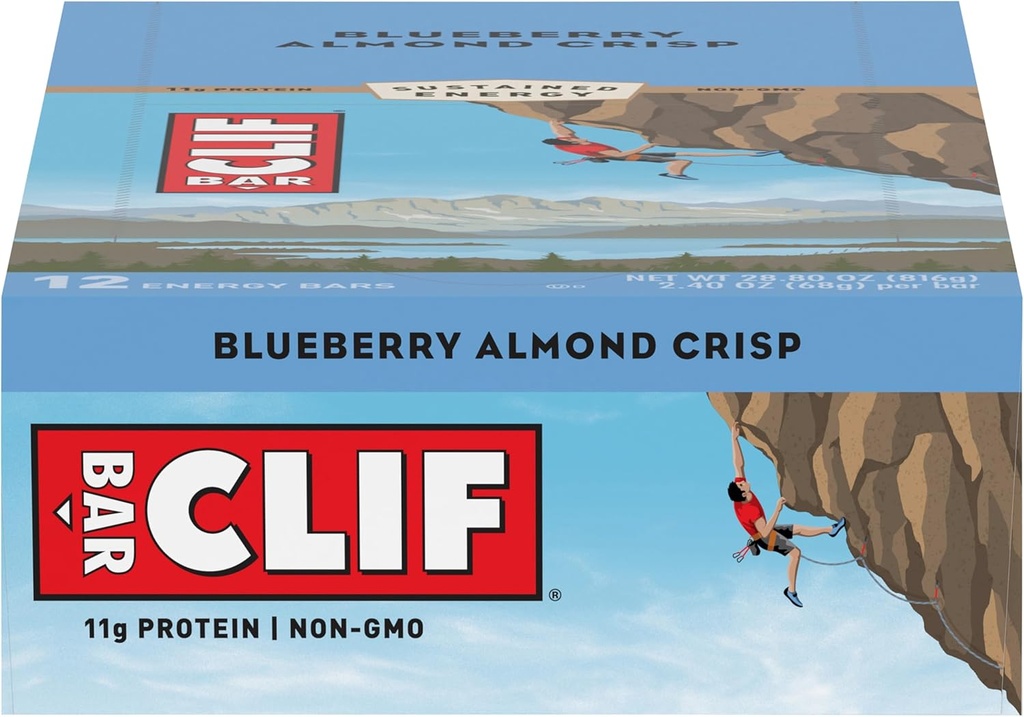 CLIF Bars - Energy Bars - Blåbær Crisp - (2.4 Ounce Protein Bars, 12 Greve)
