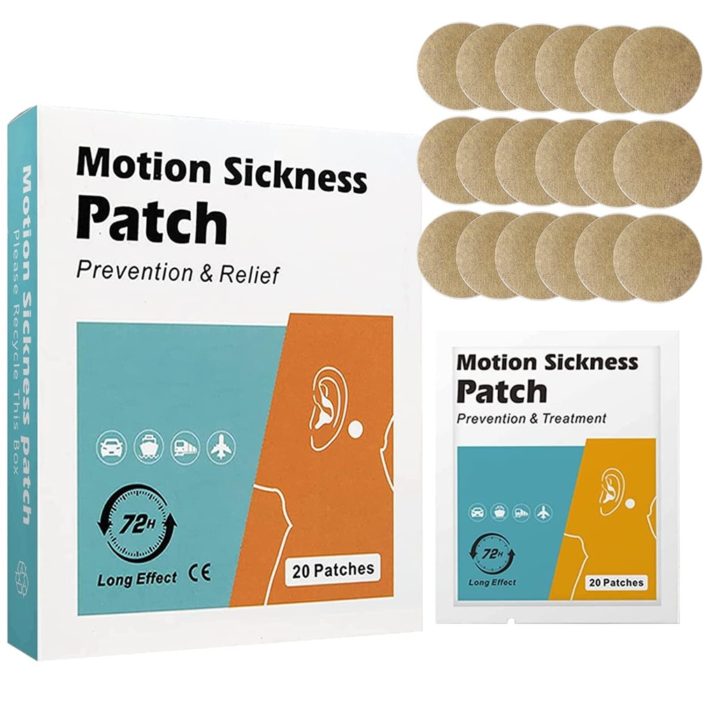 20 Greve Motion Syge Patches - Hurtig fungerende Relieves Svimmelhed fra søsyge og karsyge, Suit for bil og båd rides, Cruise og flyrejse Patches
