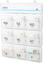 Månedlig Pill Organizer 28 dage Plus mere 2 dage / 9 Pillbox med 4 rum inde / kan hænges på en væg / medicin Vitamin Fish Oil Kosttilskud