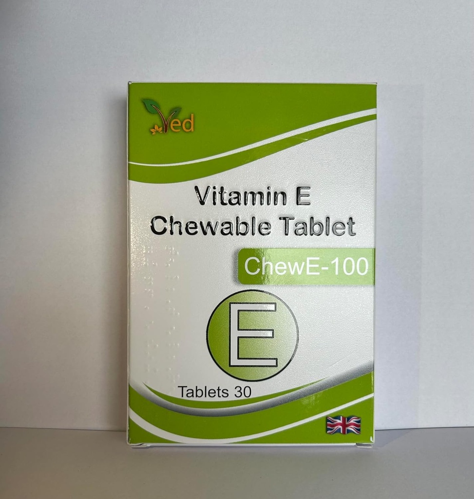 Vitamin E 100 MG CHEWABLE tabletter (pakke med 30)