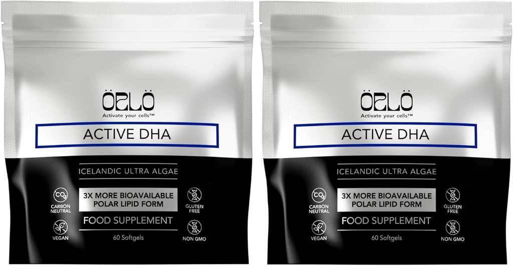 Orlo DHA - Vegan DHA tillæg (EPA & DHA) - Omega 3 Fish Oil & Krill Alternativ - Plantbaseret Omega-3 Algae Oil - Brain & Heart Support (120 Mini Burpless Softels)