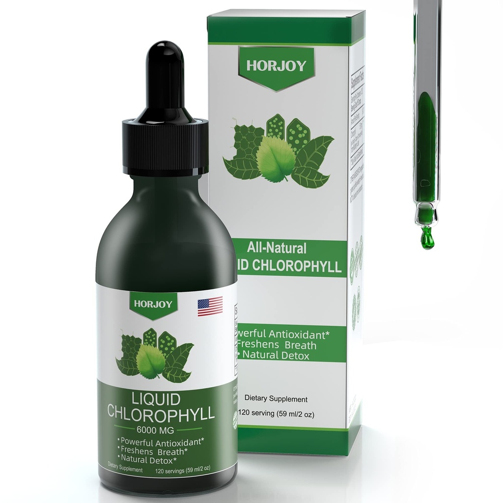 Chlorophyll Liquid Drops - 100% Natural Energy Booster og immunforsvar - Intern Deodorant og Detox - Højde Sygdom Relief - Hurtig Absorption, Vegan & Non- GMO - 120 Servere (Pack of 1)