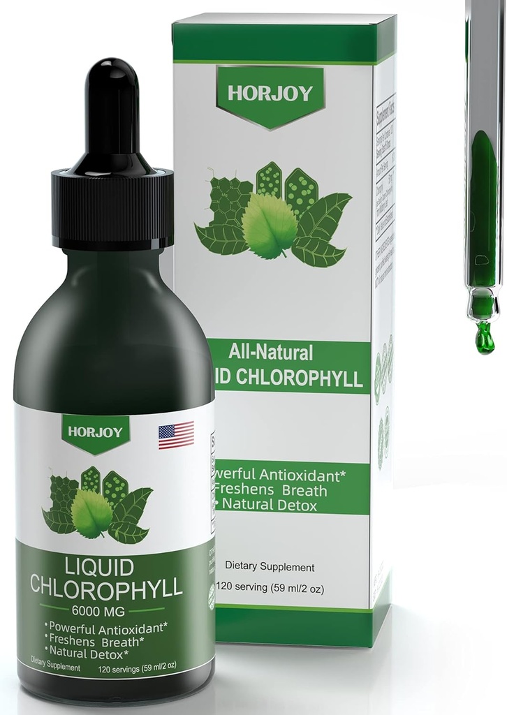 Chlorophyll Liquid Drops - 100% Natural Energy Booster og immunforsvar - Intern Deodorant og Detox - Højde Sygdom Relief - Hurtig Absorption, Vegan & Non- GMO - 120 Servere (Pack of 1)