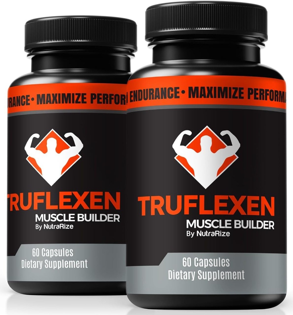 NutraRize (2 Pack) Truflexen piller, Tru Flexen Muscle Builder, Naturligt supplement til støtte Samlet wellness, Premium Performance Kapsler, Official True Flexen Anmeldelser (120 Kapsler)