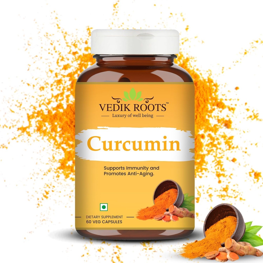 Curcumin Capsules - Antioxidant Propertys - 124; for Joint Comfort & Anti- Aging - 124; Inflammation Relief - 124; 60 Veg Capsules (60)