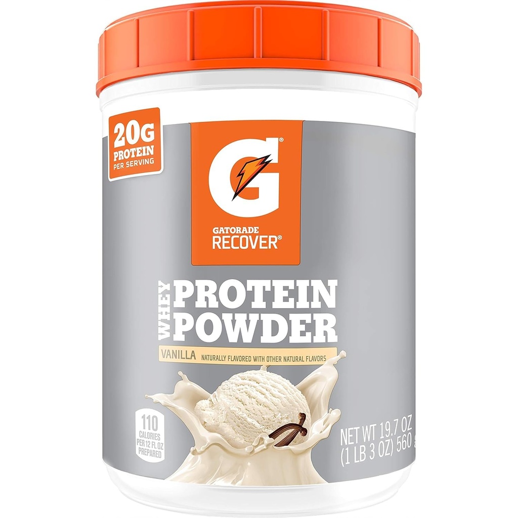 Gatorade Whey Protein Powder, 20 Servere Per Canister, 20 g Protein Per Serving, Vanilla, 19.7 Oz