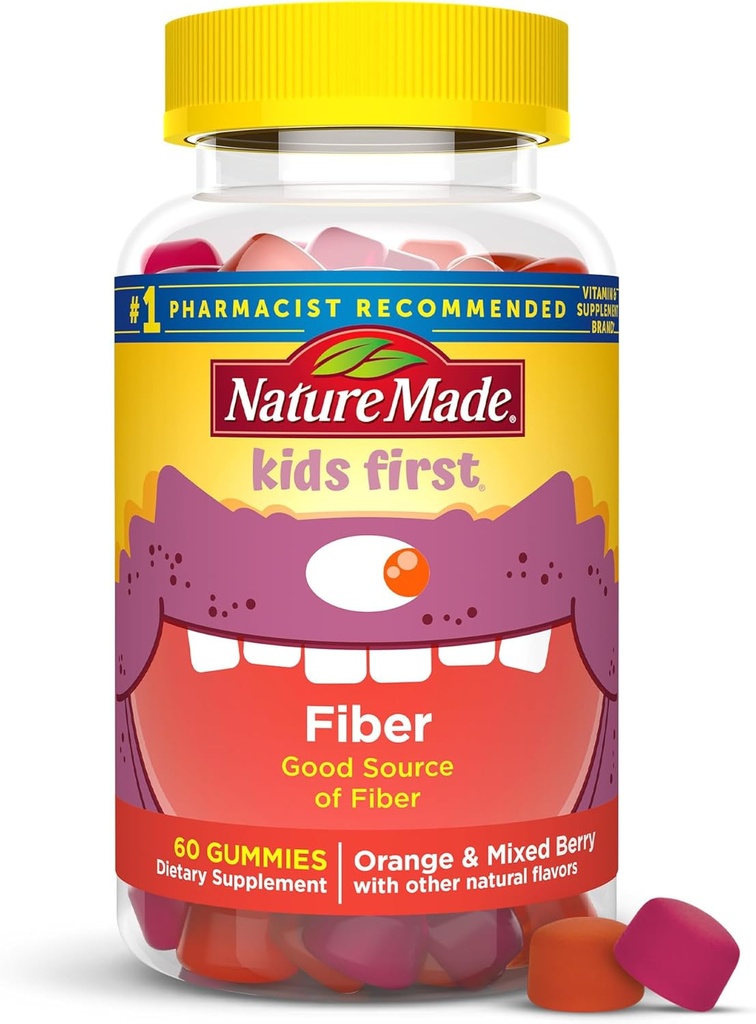 Nature Made Kids First Fiber Gummies, Fiber Supplement for Digestive Health Support, 60 Gummies, 30 Day Supply