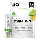 10X Sundhed Hydration Pakninger Lemon Lime Electrolyte Drink Mix Liquid 15 Stickpacks med Magnesium Citrat, natrium & kalium - Natural Flavored Electrolyte