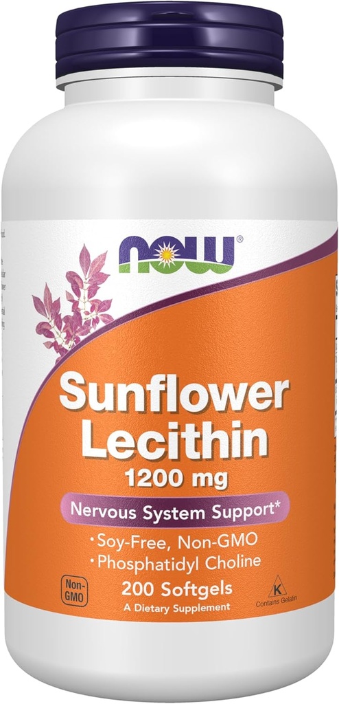 Now Supplements, Solsikke Lecithin 1200 mg med Phosphatidylcholin, 200 Softgels