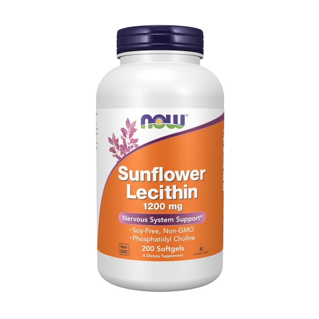 Now Supplements, Solsikke Lecithin 1200 mg med Phosphatidylcholin, 200 Softgels