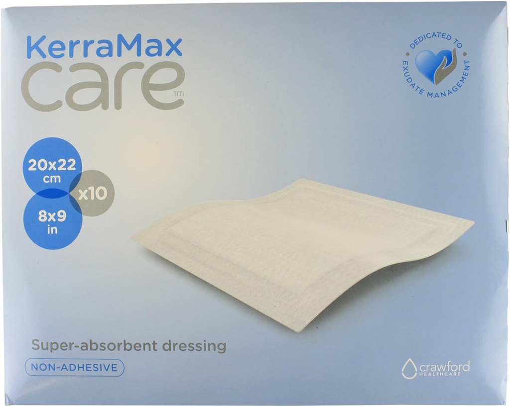 8 "x9" Super Absorbent Sår Dressing (PRD500- 240) - Absorber Exudate og isolerer det, Forebyggelse af lækager eller Drips til forbedret patient Comfort og Sårpleje behandling (Æske med 10)
