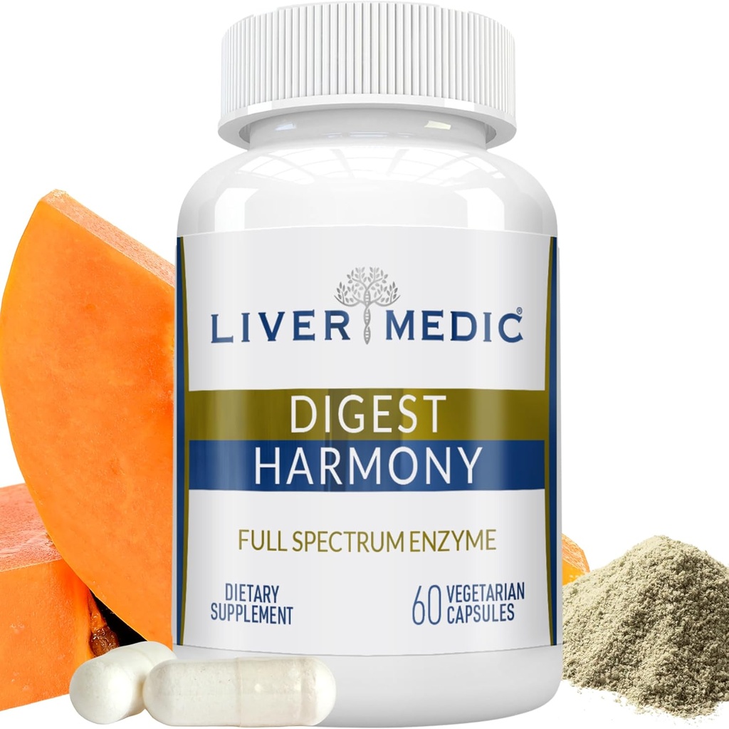 Største Harmony Maksimal styrke fordøjelsesbesvær Enzymer Gluten Følsomhed Lipase, Protease, Cellulase, Aloe Vera til galdeblære, Bloating Relief og fordøjelsesbesvær - 60 kapsler