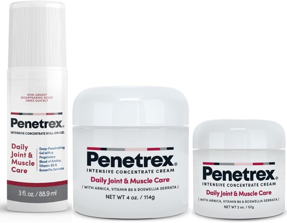 Penetrex Joint & Muscle Therapy Trio - Lindrende Comfort for Back, Neck, Hands, Feet - Premium hele kroppen, Rub med Arnica, vitamin B6 MSM & Boswellia - 2oz, 3oz, 4oz