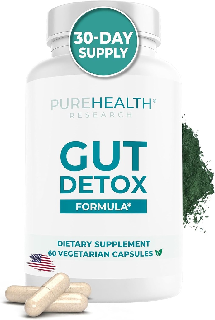 PURESUNDHEDSFORSKNING Gut Cleanse Formel fordøjelse Supplement - Omfattende Gut Cleanse med Zeolite Detox & Zeolite Clinoptilolite - Rense Farlige Kemikalier til Optimal Wellness -1 Flaske