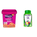 Viactiv Calcium + D3- vitamintilskud Soft Chews, Caramel, 60 Chews - Calcium Kosttilskud & Vitafusion Vitamin D3 Gummy Vitaminer til ben og immunsystemet Support, Peach, Blackberry