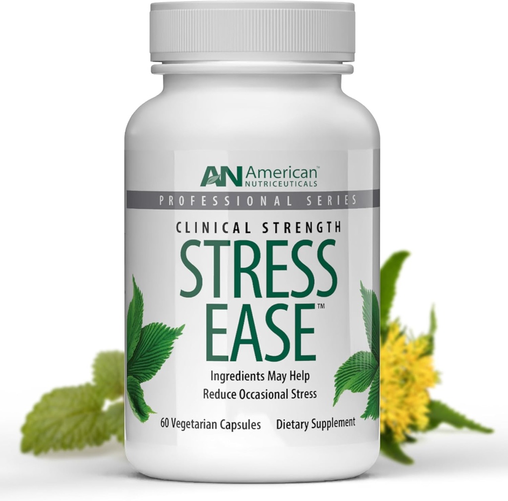 Vitality C Amerikansk Nutrikacin - Stress Ease - Theanine Stress Balance Supplement - for Calming, Mood Support, og Cortisol Reducer - Indeholder senoril, Lemon Balm osv. (1-2 Måned Supply)