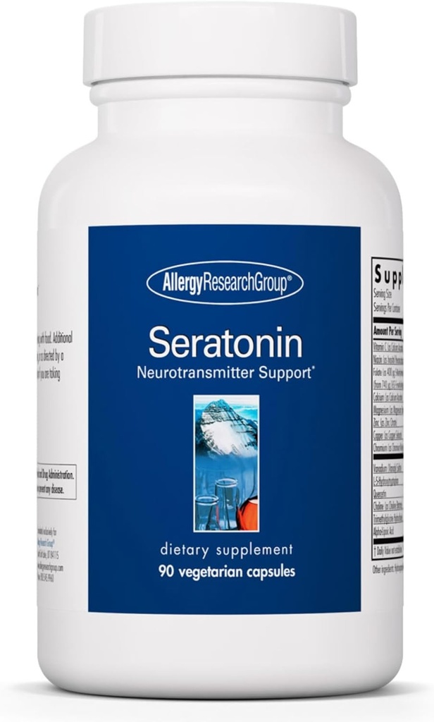 Allergy Research Group Seratonin Supplement - Serotonin Booster, Stress og søvn support, Serotonin Kosttilskud til mænd og kvinder, Serotonin piller - 90 Vegetariske kapsler
