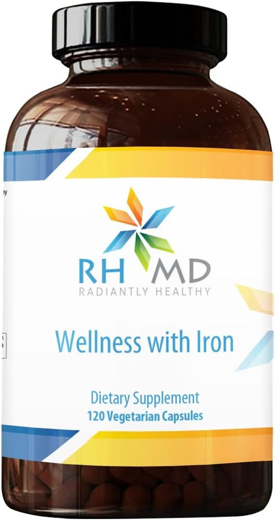 RHMD Wellness with Iron - Kosttilskud, 1000 IE vitamin D, immunsupportvitaminer - Multivitamin (120 kapsler)