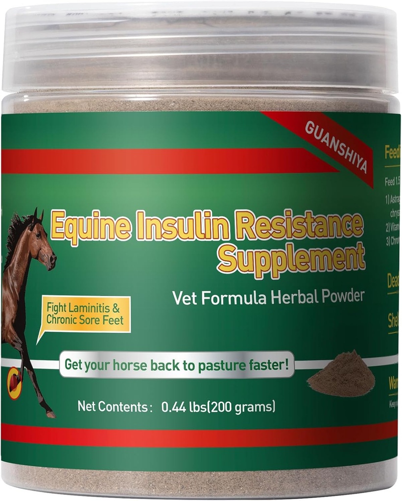 Insulinresistenssupplement for heste, herbal formuleret for høj insulin, kronisk laminitis, Cushings syndrom, Sore Feet, blodsukkerreduktion & metabolisk ekstraudstyr, 0, 44 lbs