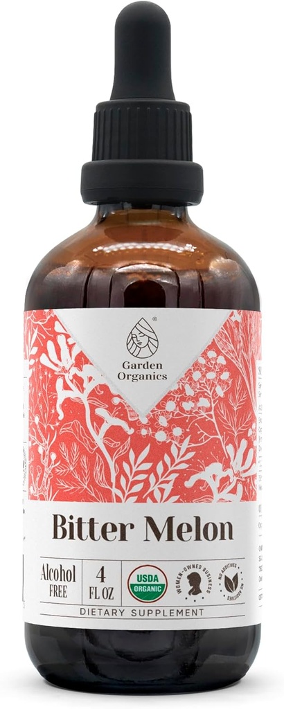 Bitter Melon USDA Økologisk Meter 124; Alkohol- fri ekstrakt, Organic Herbal Drops, Supplement 124; Tinktur fremstillet af 100% Certificeret Organisk Meter (Momordica Charantia) Tørret frugt 4 oz