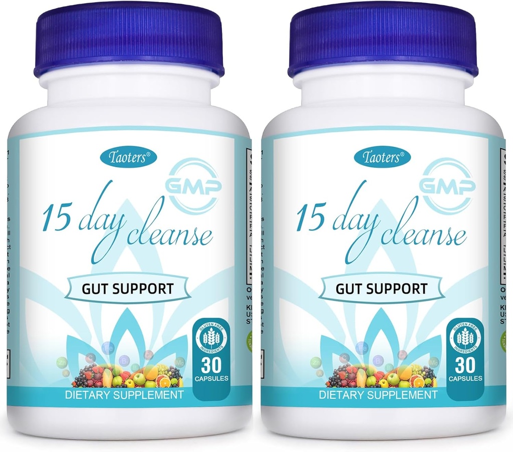 15 Day Cleanse Gut Support 2 Pack | Colon Broom, Detox Supplement with Senna, Cascara Sagrada & Psyllium Husk, for Men and Women | Total 60 Capsules