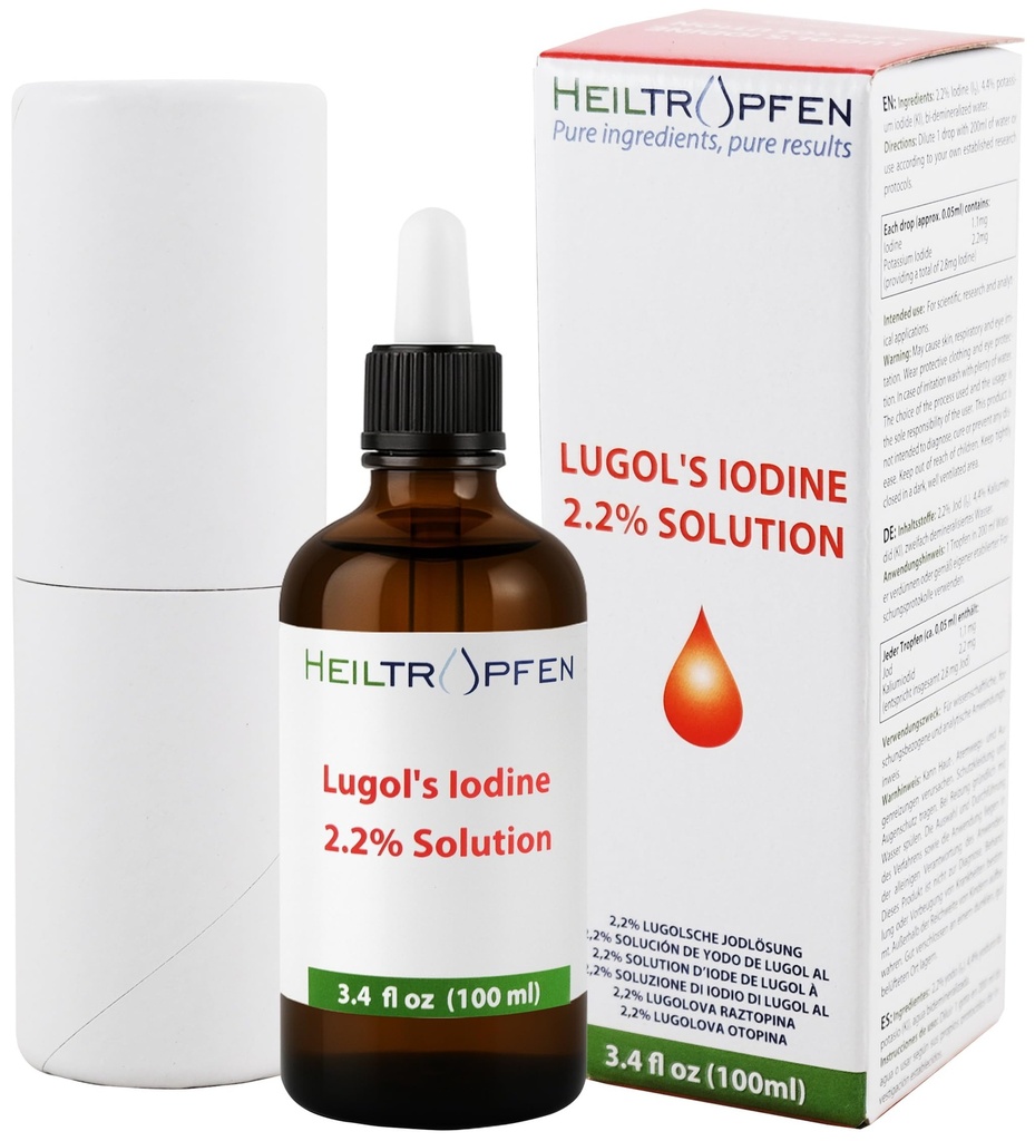 2, 2% Lugol 's Jod Solution 3.4 Fl Oz; Farmaceutiske Grade Ingredienser Heiltropfen ®