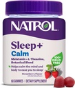 Natrol Sleep + rolig melatonin gummier for voksne, søvn gummier, jordbær flavor, 60 gummies, 30 dages forsyning
