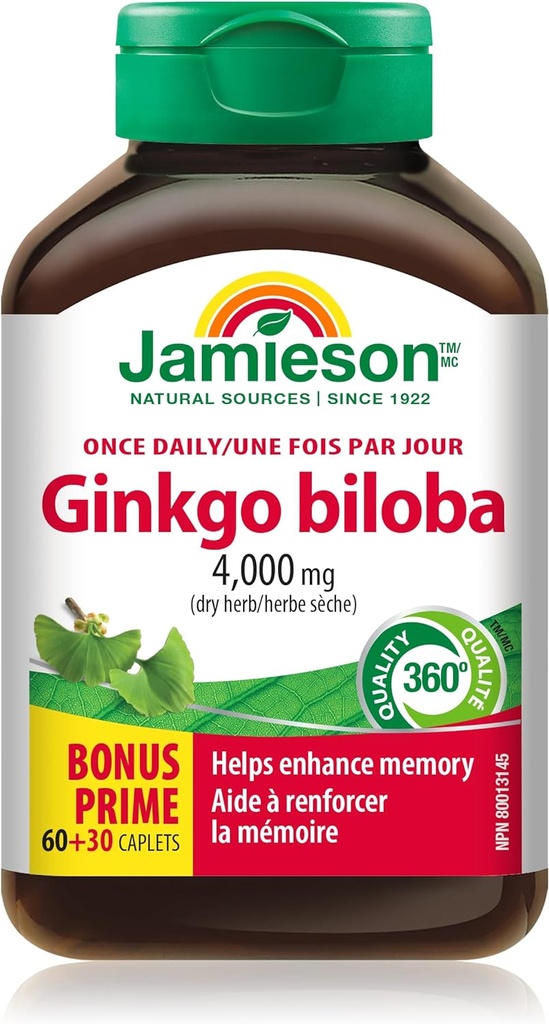 Jamieson Ginkgo Biloba 80 mg 60 + 30 kapsler