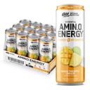 Optimum Nutrition Amino Energy Sparkling Hydration Drink, Elektrolyter, Koffein, Aminosyrer, BCAA, Sugar Free, Mango Pineapple Limeade, 12 Fl Oz, 12 Pack (Packaging May Vary)