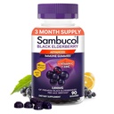 Sambucol Elderberry Gummies for voksne med C-vitamin; Zink; Sambucus Elderberry Gummies for immunstøtte med høje antioxidanter; Gluten Free; Vegan; 1 Gummy Per Serving; 90 Greve (90 Day Supply)