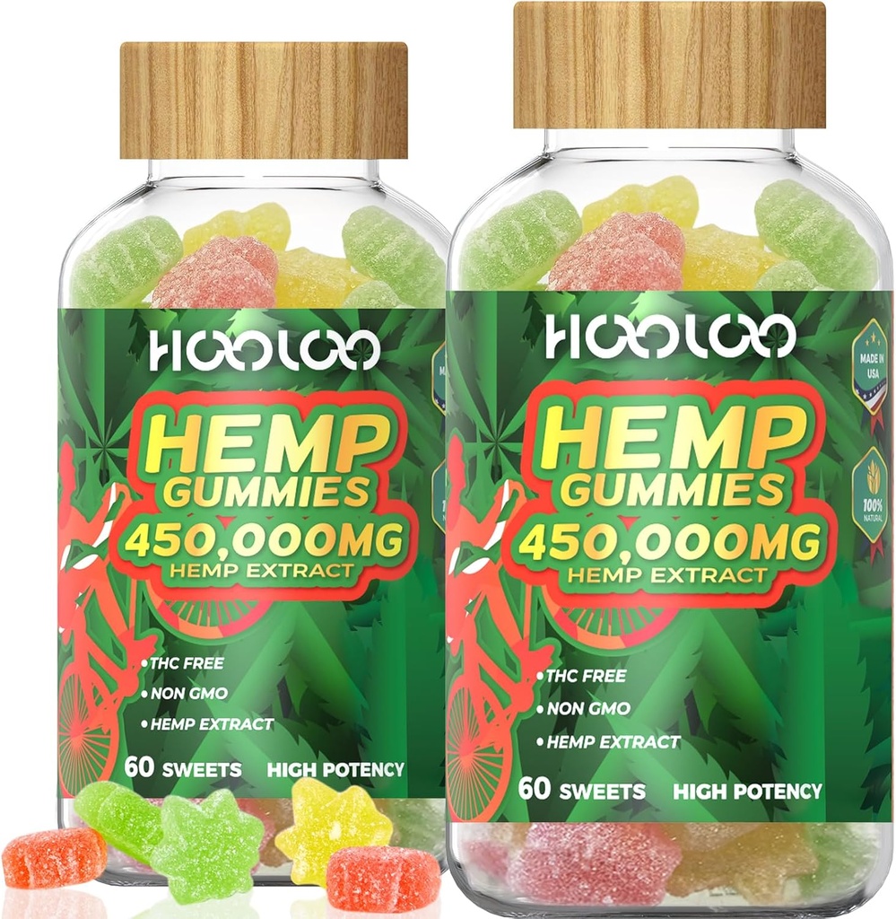 Hamp Gummies 450,000mg til Dyb Lydsengestøtte og discomfort Relief, Fruity Hamp Gummy Infused Omega 3, Vitamin, Made in USA