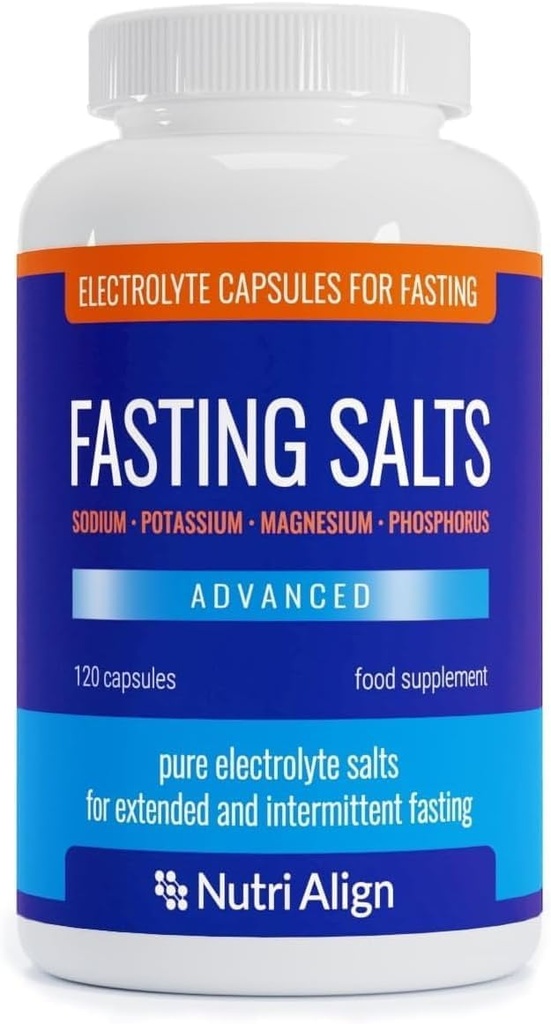 Nutrity- Justér fastende salte Fastende elektrolyter Avanceret, 120 Kapsler 124; Pure Elektrolyter til Fasting - Intermitterende & Udvidet Fastende 124; Natriumkalium Magnesium Elektrolyter