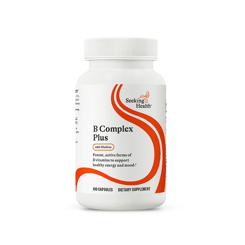 Søg sundhed B Complex Plus - Vitamin B Complex tillæg med Cholin & Riboflavin - Understøtter hjerne sundhed, fordøjelse, & energi - 100 kapsler