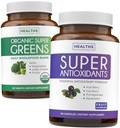 Super Grønne & Antioxidanter (2-måned Tilgang) Antioxidant Power Green Bundle of Organic Super Green Powder - Komplet Superfood (120 kapsler) & Super Antioxidanter - Kraftfuld Superfood (120 kapsler)