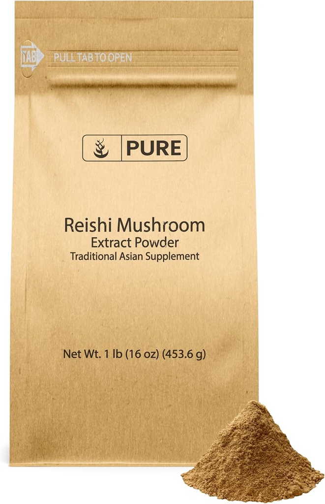 PURE ORIGINALSKE INGREDIENSER Reishi Mushroom (1lb) Lingzhi, Traditional Supplement, Non- GMO, Lab- Verified